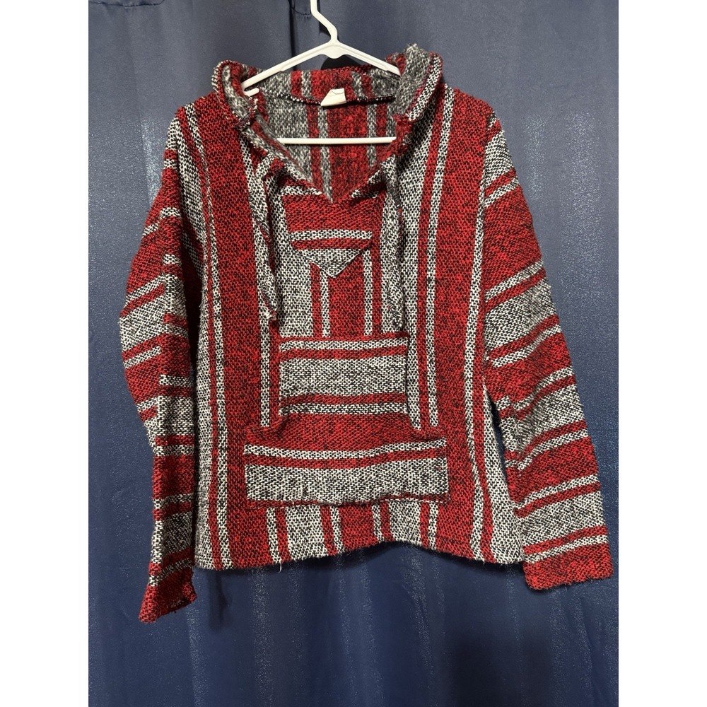 Vel-Mex Red Black & White Mexican Pullover Hoodie L